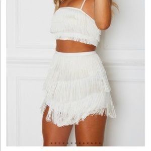White Mini Skirt & Crop Top Set